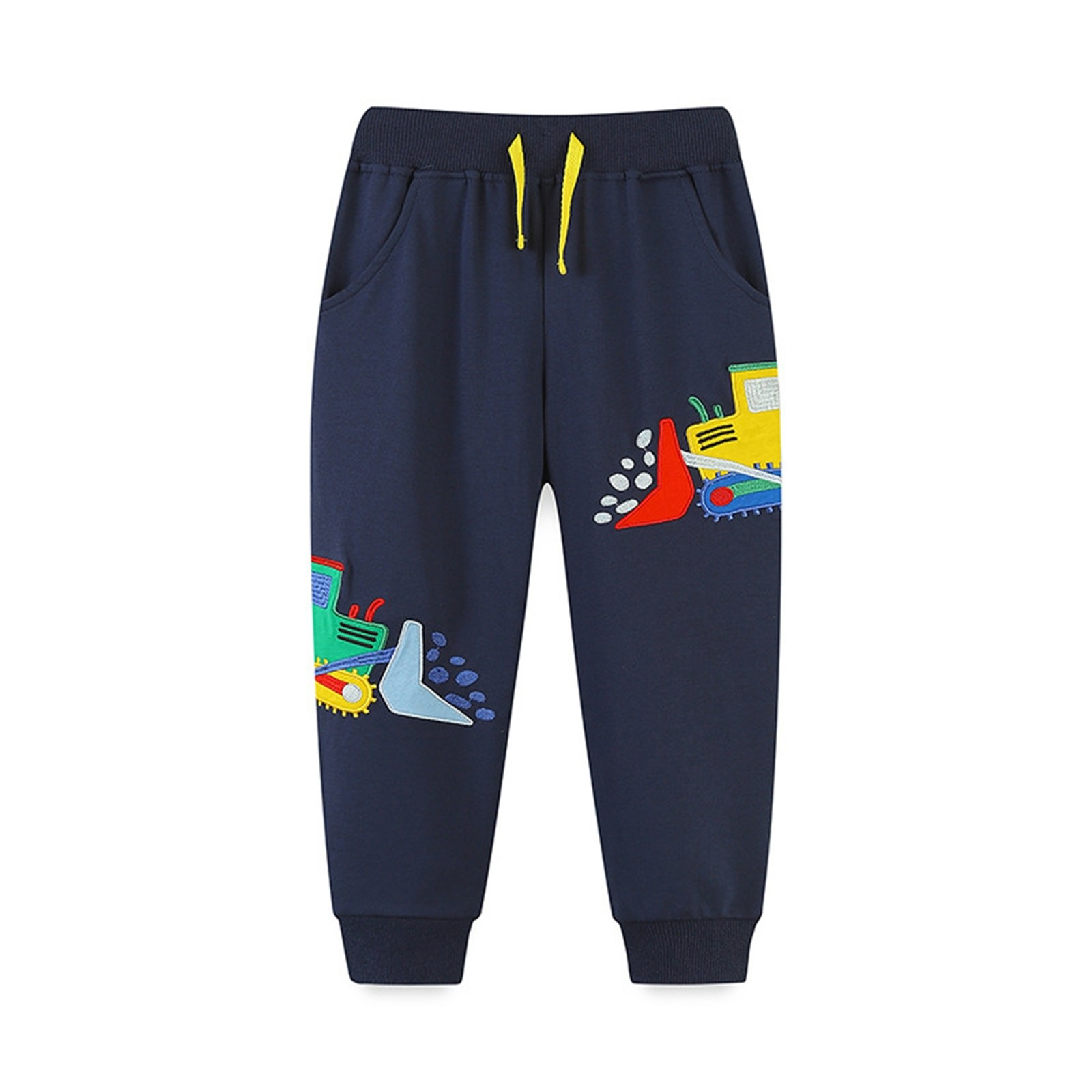 Cethrio Toddler Boys Sweatpants, Cotton Printed Drawstring Casual Kids Jogger Pants Navy Size 2-7 T